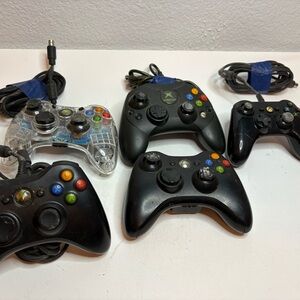 Lot of 5 Xbox Controllers OEM Wired & Wireless Untested Parts Repair AS-IS